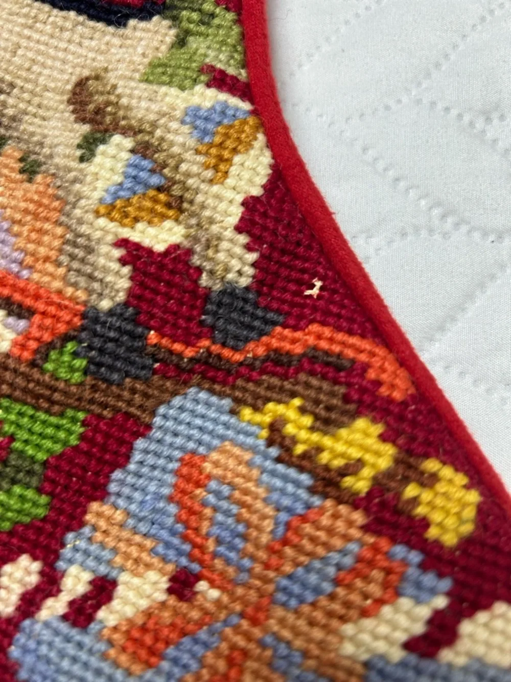 Vintage Needlepoint Christmas Stocking - Rocking Horse & Teddy Bear